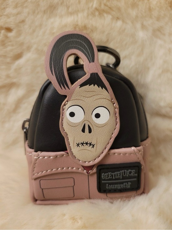 Loungefly Handbags - Loungefly Beetlejuice Pink and Black Mini Backpack Charm